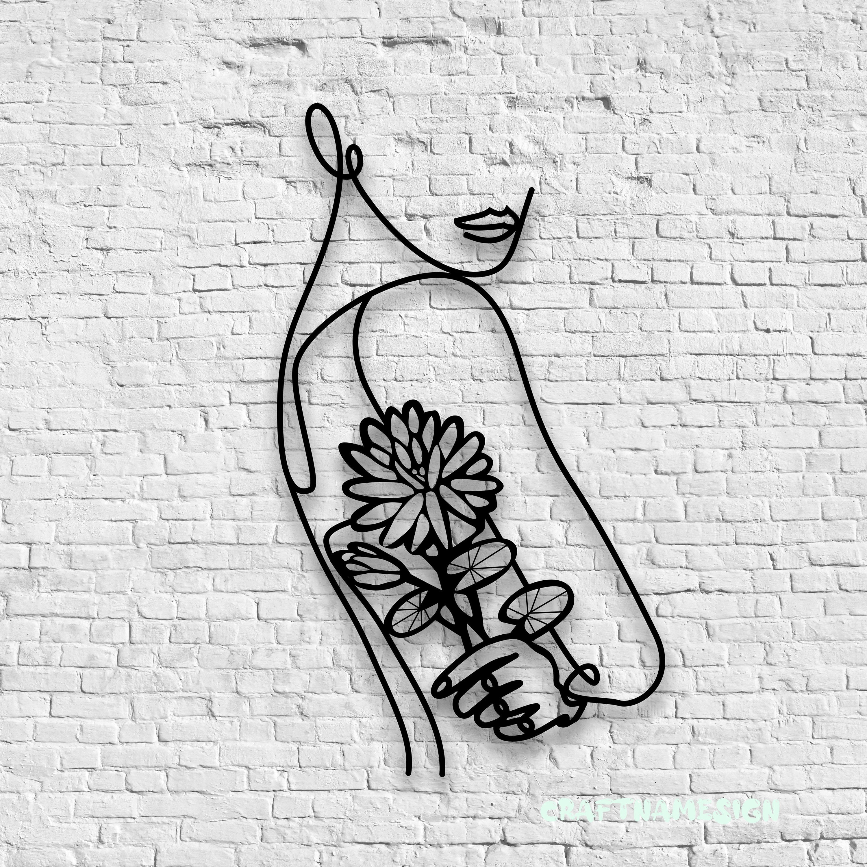 Craftnamesign Water Lily Flower Female Line Art Metal Wall Art LED Craftnamesign water lily flower female line art metal wall art led