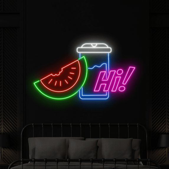 Craftnamesign Watermelon Neon Sign, Fruit Shop Decor, Juice Shop LED Sign