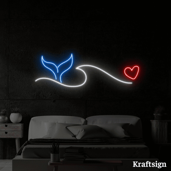 Craftnamesign Wave Neon Sign, Bedroom Decor, Beach Sign, Kid Room Wall Art