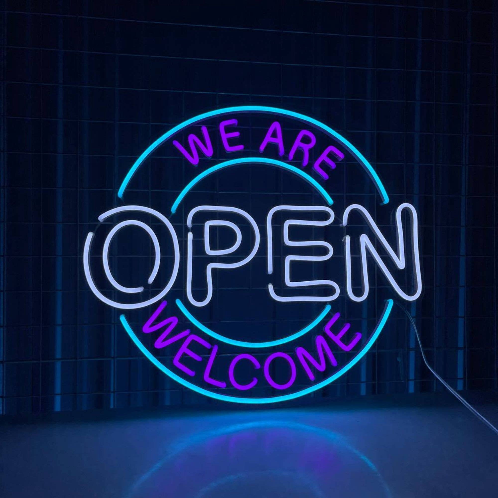 Craftnamesign We Are Open LED Neon Sign 20" x 17" Open Sign for Bar Salon Coffee Stores Club
