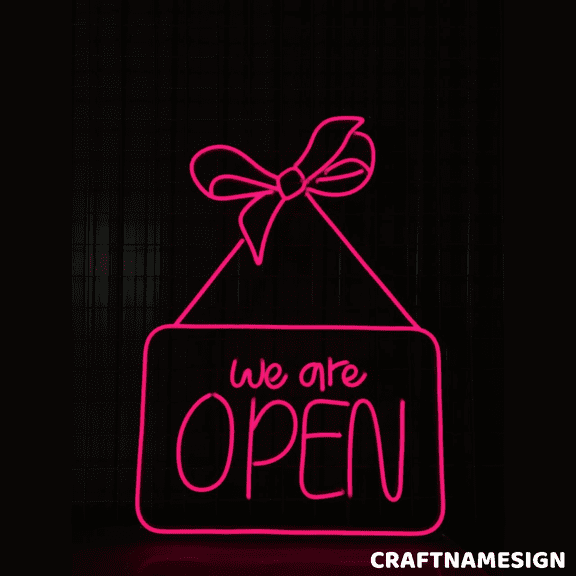 Craftnamesign We Are Open Neon Light, Open Sign Wall Decor, Welcome Sign Wall Art