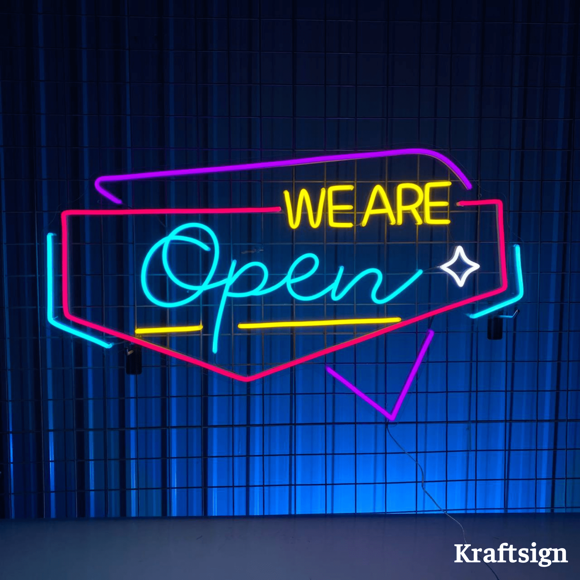 Craftnamesign We Are Open Neon Sign, Open Welcome LED Signage, Shop ...