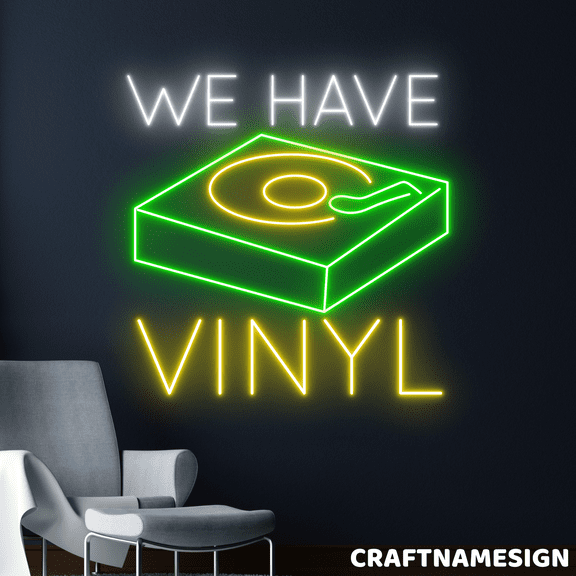 Craftnamesign We Have Vinyl Neon Sign, Record Disc Led Sign, Music Studio Wall Decor