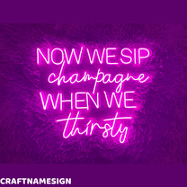 Craftnamesign We Sip Champagne Neon Sign, Champagne Wall Art, Home Bar Wall Decor
