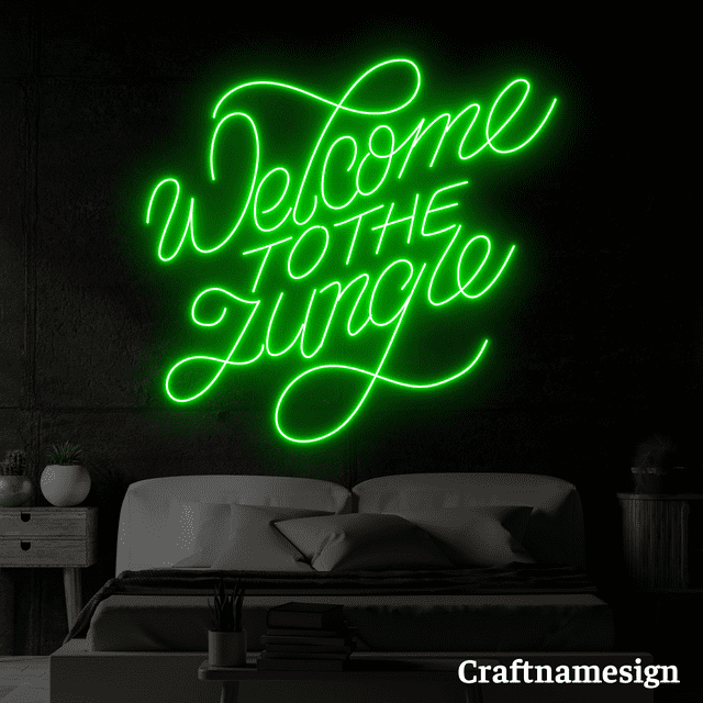 Craftnamesign Welcome To The Jungle Neon Sign for Bedroom Bar Party ...