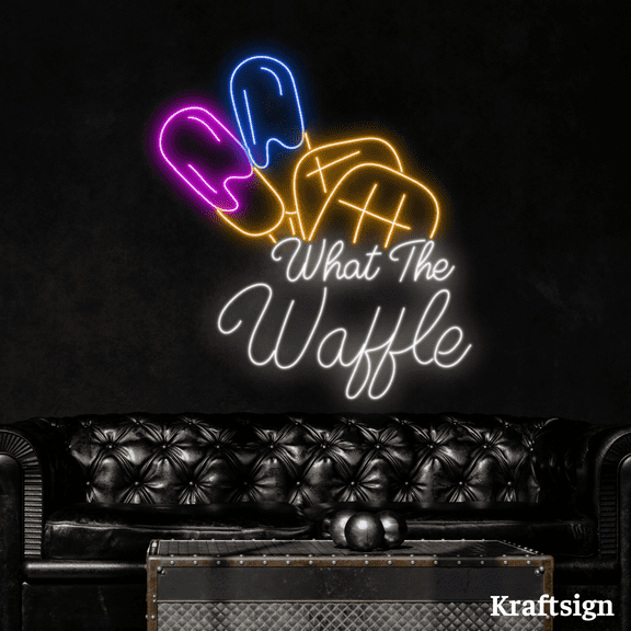 Craftnamesign What The Waffle Neon Signs,Waffle Shop LED Sign,Bakery Decor