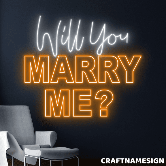 Craftnamesign Will You Marry Me Neon Sign, Engagement Wall Art, Party Wall Decor