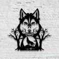 thumbnail image 1 of Craftnamesign Wolf In Forest Metal Wall Art LED Light, Wolf Moon Sign, Wolf Wall Decor, 1 of 5