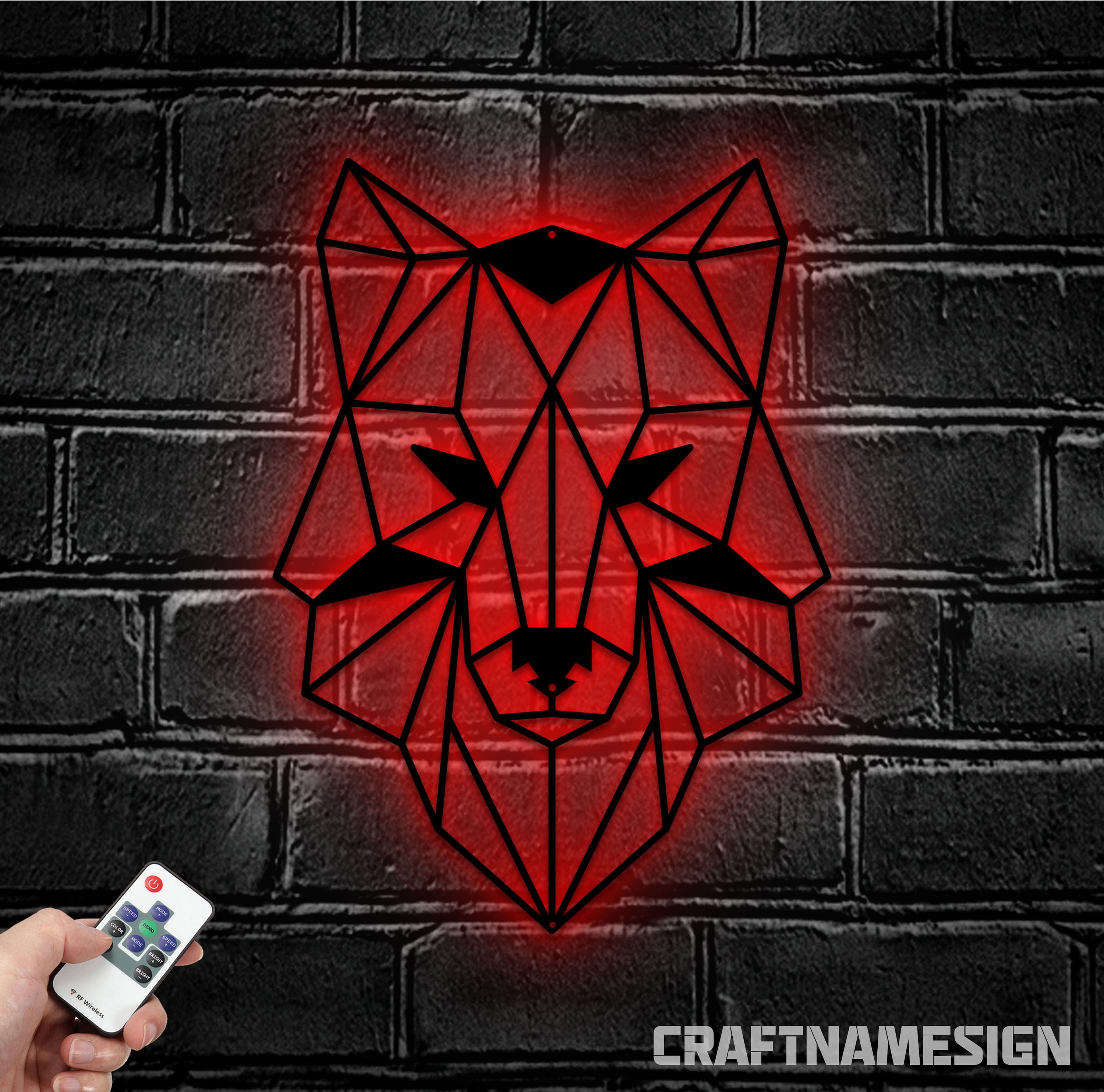 Craftnamesign Wolf Metal Wall Art LED Light, Howling Wolf Sign Home ...