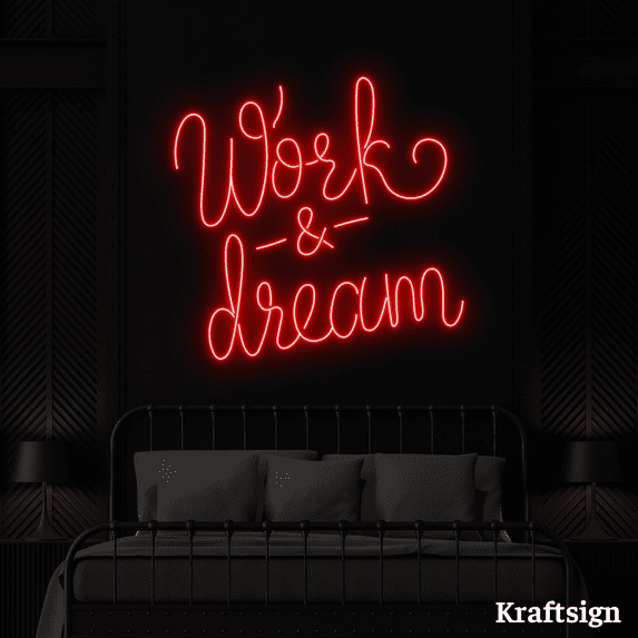 Craftnamesign Work Dream Neon Sign, Office Space LED Sign, Bedroom Decor