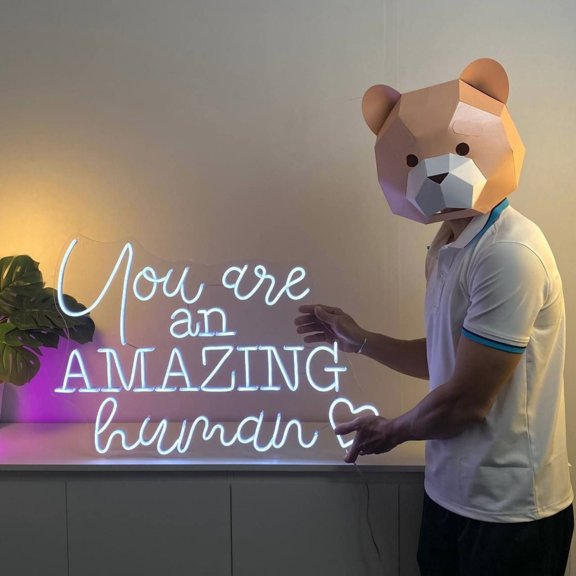 Craftnamesign You Are An Amazing Human Neon Sign Wall Art, Quote Led Light For Wall Decor