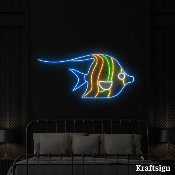 Craftnamesign Zanclus Cornutus Fish Neon Sign, Fish Lover Gift, Room Decor