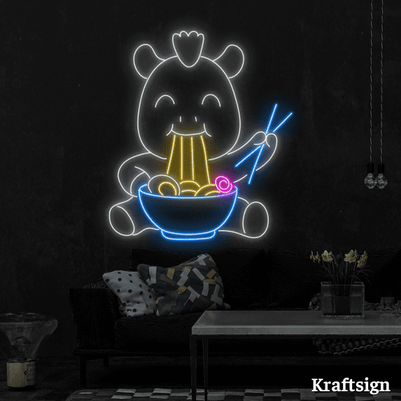 Craftnamesign Zebra Ramen Neon Sign, Ramen Restaurant Signs, Nursery Decor