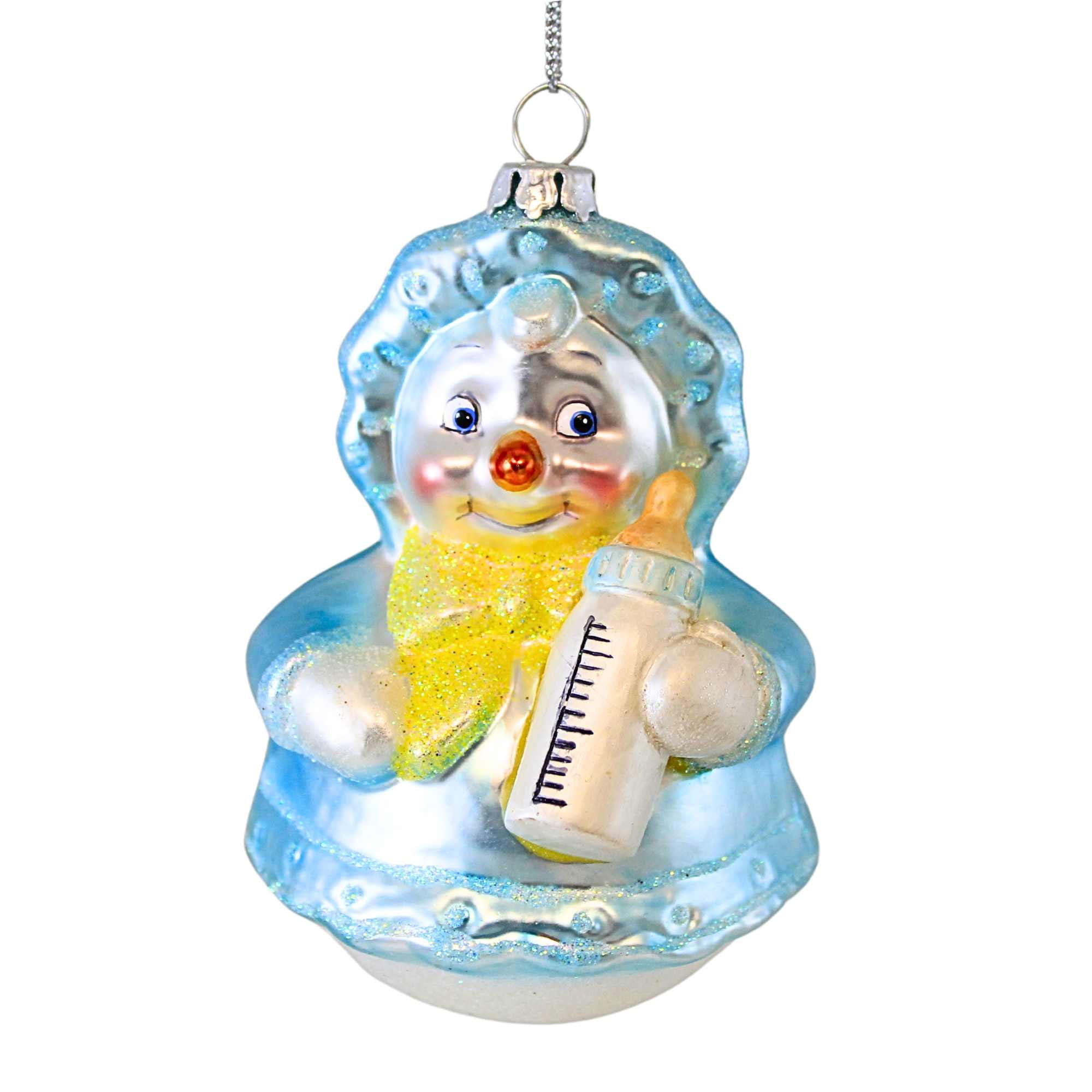 Craftoutlet.Com Baby Snowgirl - One Ornament 3.75 Inch, Glass - Baby Bottle Bonnet Co22024