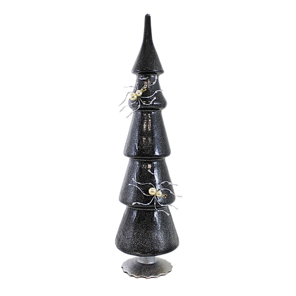 Craftoutlet.Com Glistening Black Spider Tree - One Tree 16.25 Inch, Glass - Silver Base 5 Tiered 8989 Pearl