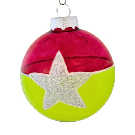 Craftoutlet.Com Star Ball Ornament - One Ball Ornament 3.5 Inch, Glass - Translucent Christmas 58024-Pink