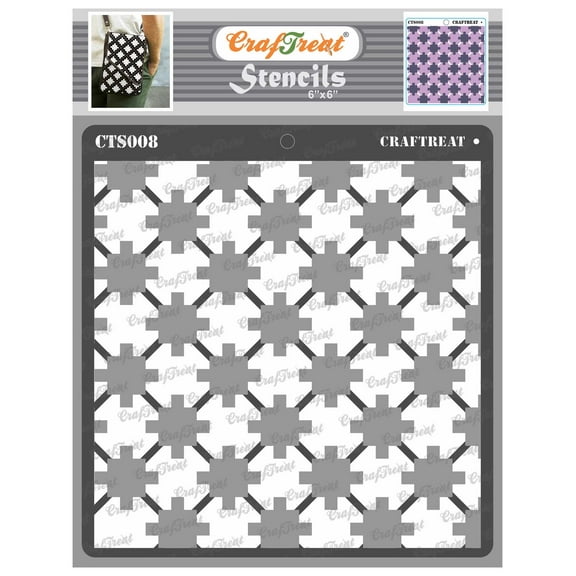 Craftreat 2 Step Criss Cross Stencil for Painting - 2 Pcs - 6"x6" Each