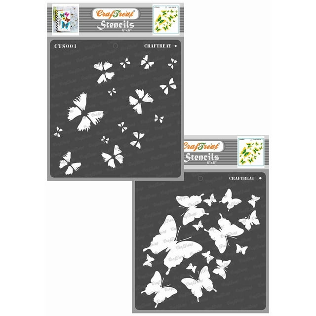 Craftreat Butterly Reusable Stencil 2 Step Butterfly Size 6X6