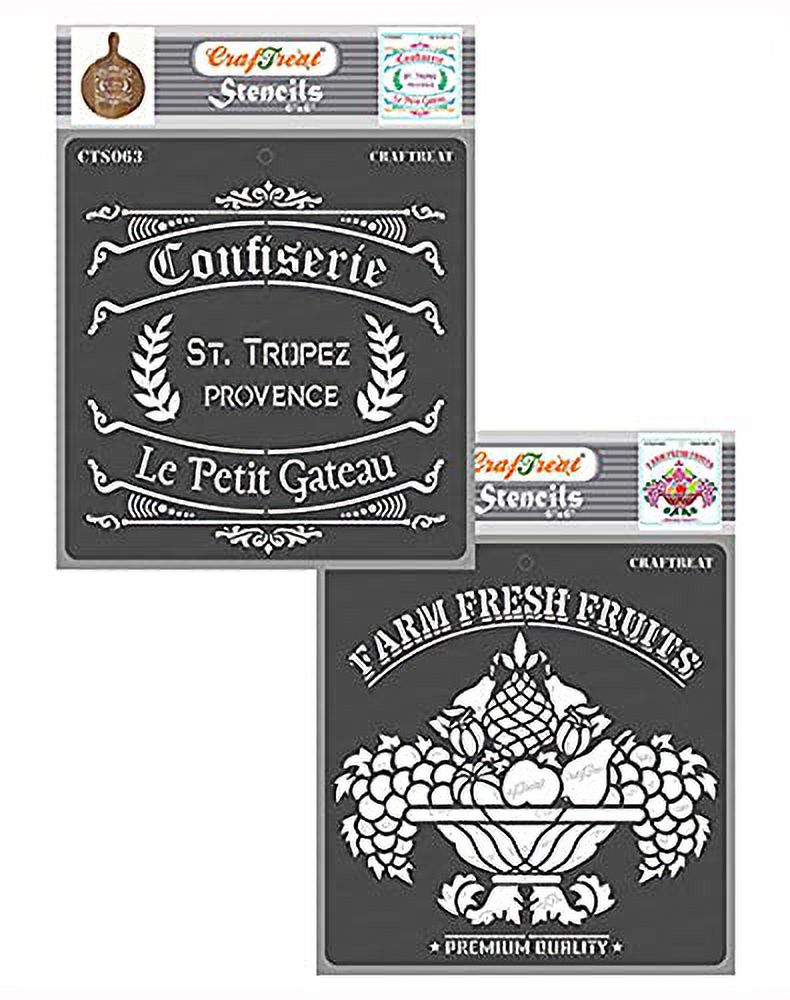 Craftreat Stencils Combo Pack Confiserie And Fruit Basket Size 6X6