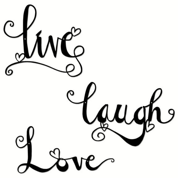 Crafts 3pcs/set Live Love Laugh Metal Wall Decor - Black Metal for Indoor/Outdoor Living Room, Bedroom, Dorm, Kitchen