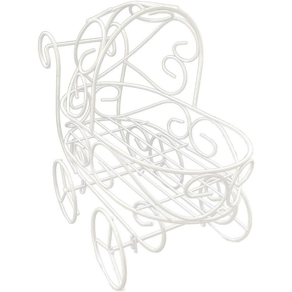 Crafts Central Baby Shower White Metal Carriage Stroller Centerpiece