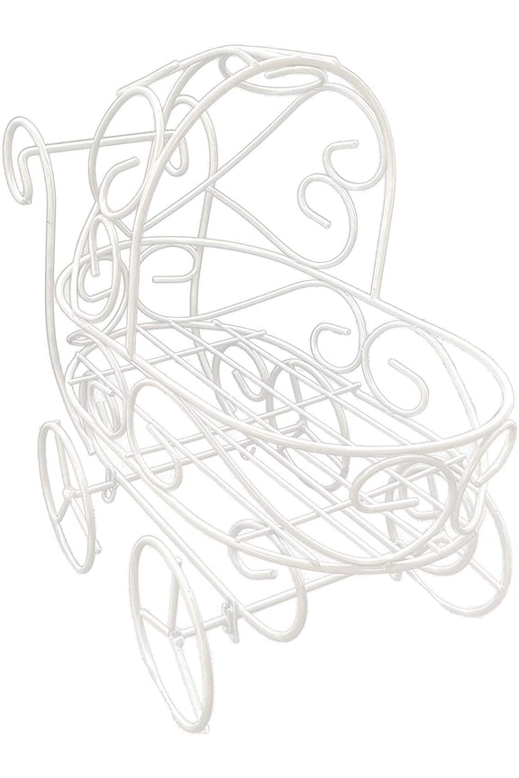 Baby Shower White Metal Carriage Stroller Centerpiece