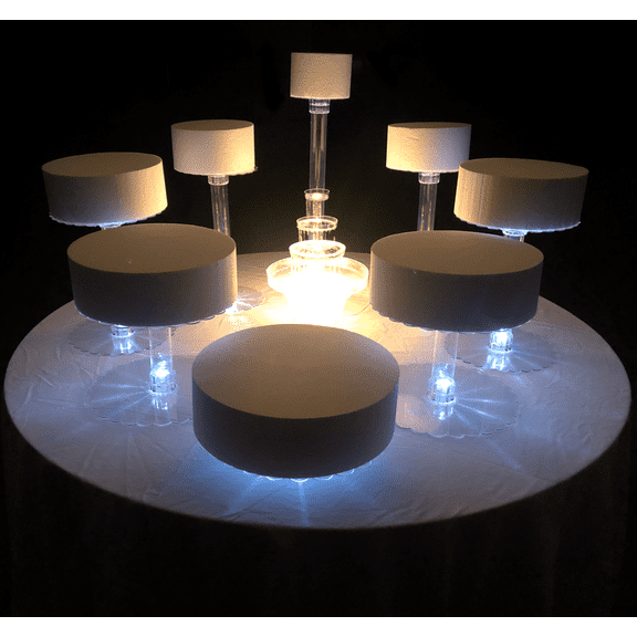 Crafts Central Hard Acrylic Plastic LED Lights Weddings Cake Stands, Clear
