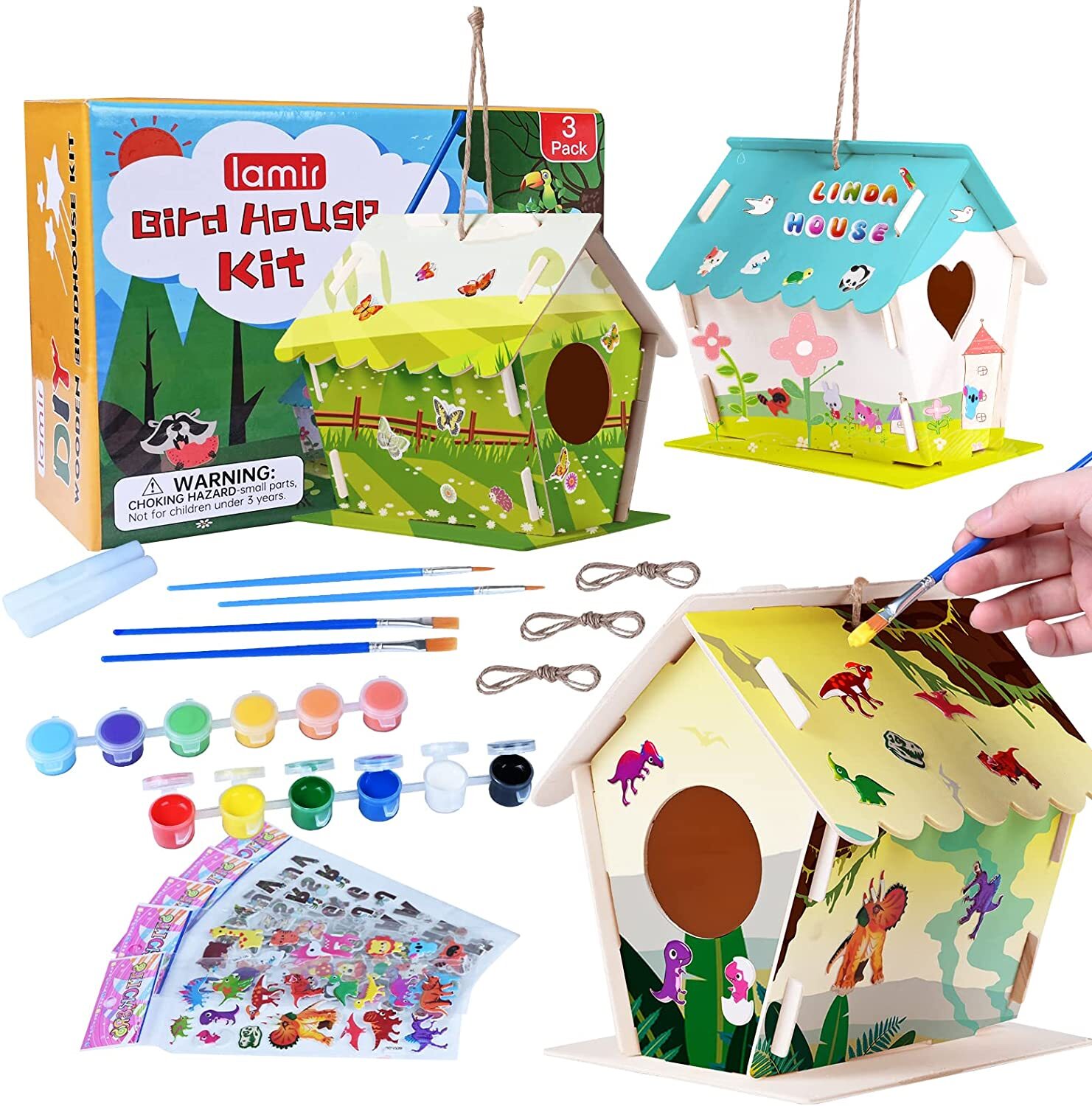 Crafts for Kids Ages 4-8 6-8, 3 Pack DIY Bird House Kits for Children to  Build and Paint Wooden Birdhouse Arts and Craft Gifts for Girls Kids Ages  4-6