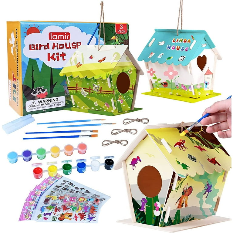 Crafts for Kids Ages 4-8 6-8, 3 Pack DIY Bird House Kits for Children to  Build and Paint Wooden Birdhouse Arts and Craft Gifts for Girls Kids Ages  4-6