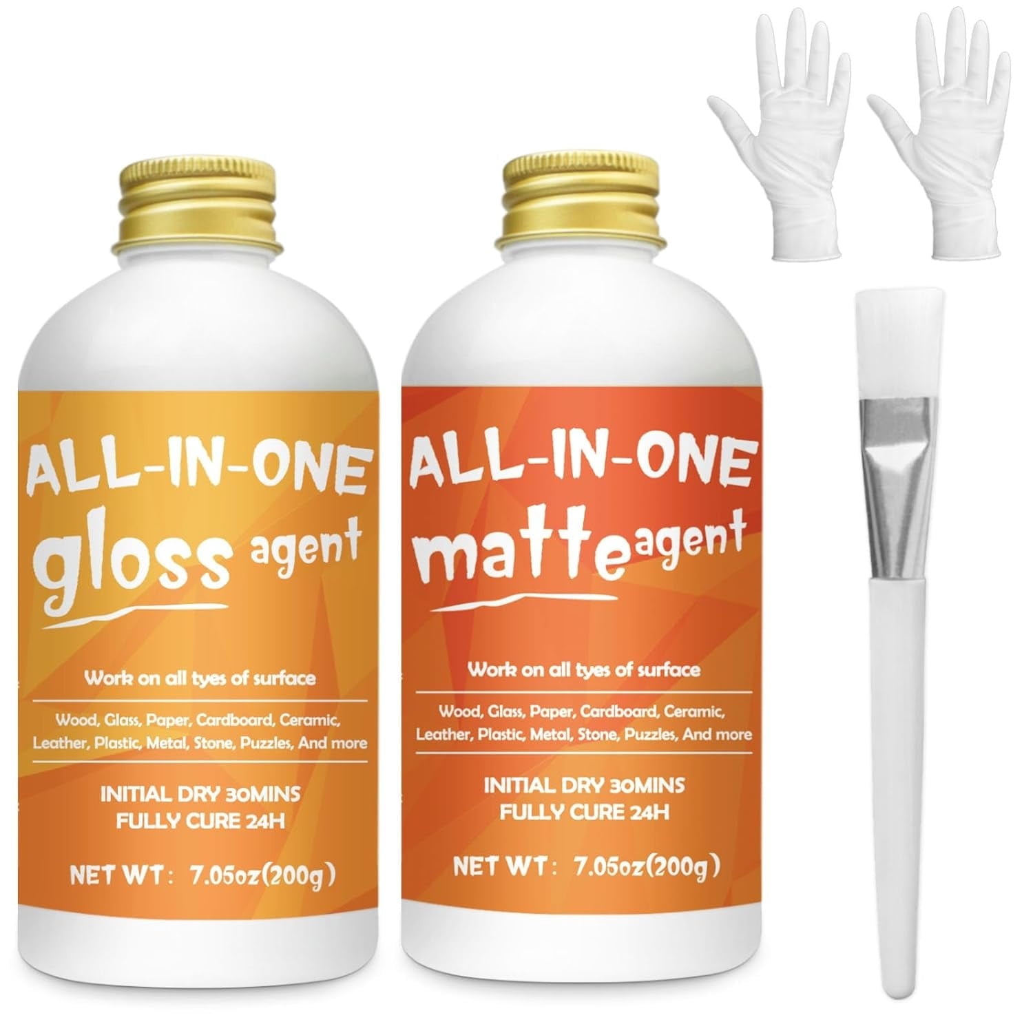 Crafts Sealer Gloss Matte Finish, 200ml+200ml All in One Craft Glue, Varnish,  All Purpose Art Glue Kit for Wood, Paper, Acrylic Paints, Ceramics, Fabrics, Clay