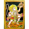 thumbnail image 1 of Crafts of India Flying Lord Hanuman Cotton Wall Hanging Painting : Size 43"x30" Inches, 1 of 8