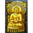 thumbnail image 1 of Crafts of India Lord Buddha sequins religious batik Cotton Wall Hanging Painting : Size 43"x30" Inches, 1 of 1