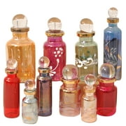 CraftsOfEgypt Genie Blown Empty Glass Mini Bottles for Perfume, Essential Oils or Potion - Set of 10 Decorative Small Vials, Each 2 High 5cm, Assorted Colors