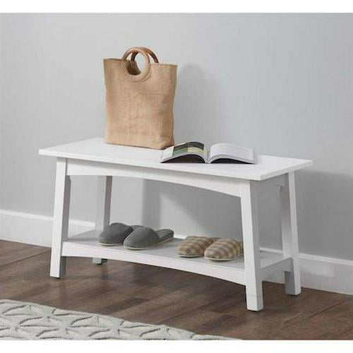 Craftsbury 36" Gray Wood Entryway Bench with Storage Shelf
