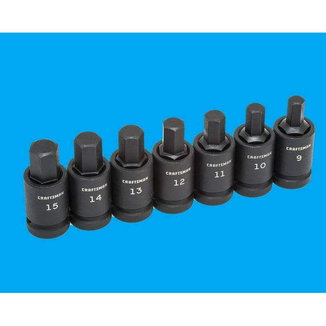 Craftsman 1/2 Drive Impact HEX Allen Bit MM Metric Socket Set 7 Piece 9-15mm NEW