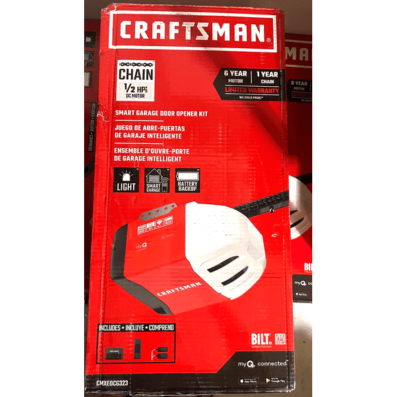 Craftsman 1/2 HP Chain Drive MyQ Wifi Smart Garage Door Opener w/Battery Back-Up
