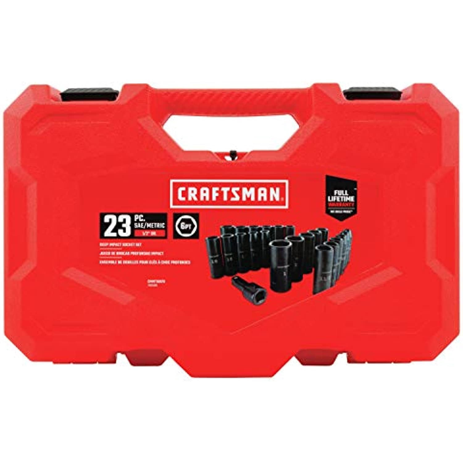 Craftsman 1/2 in. drive Metric and SAE 6 Point Deep Impact Socket Set ...