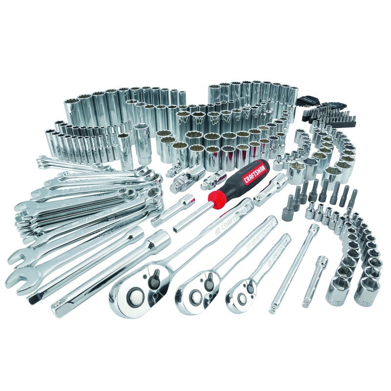 Craftsman 1/4, 3/8 and 1/2 in. drive Metric and SAE 6 and 12 Point Mechanics Tool Set 308 pc. - image 1 of 6