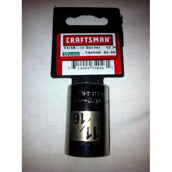 Craftsman 11/16 in. Easy-To-Read Socket, 12 pt. STD, 1/2 in. Drive