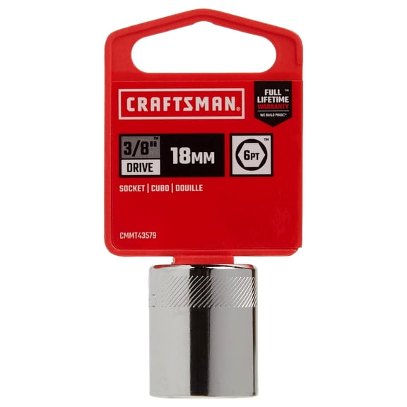 CRAFTSMAN Shallow Socket, Metric, 3/8-Inch Drive, 18mm, 6-Point (CMMT43579)