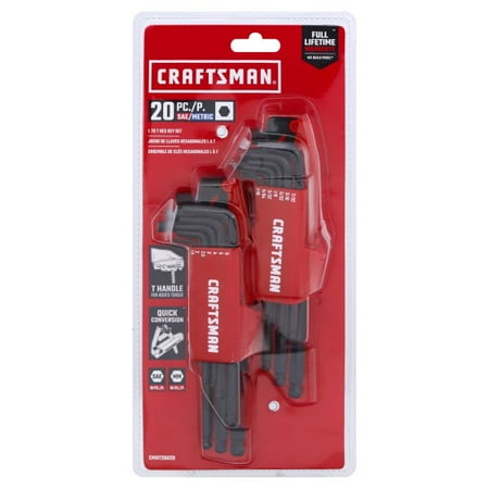 Craftsman Hex Key Set,Metric and SAE,Steel,20 pcs. CMHT26020