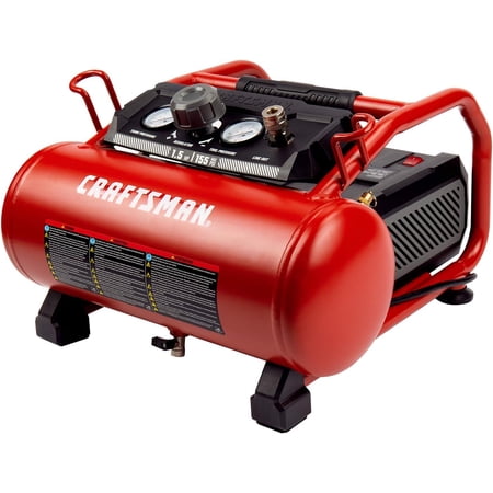 Craftsman Air Compressor, 3 Gallon 1.5 HP Max 155 Psi Pressure Oil-Free Portable, Red- CMXECXA