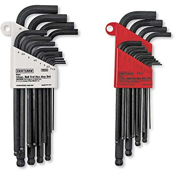 Craftsman 946274 Standard and Metric Ball End Hex Key Sets 26Piece