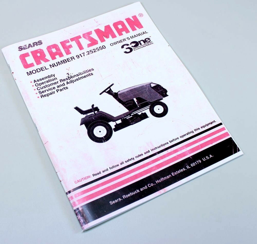 Craftsman 917.252550 Lawn Mower Garden Tractor Owners Operators Parts ...