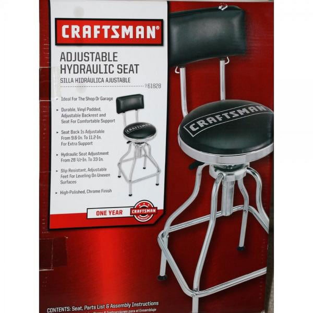 Black Adjustable Hydraulic Seat Stool with Chrome Finish