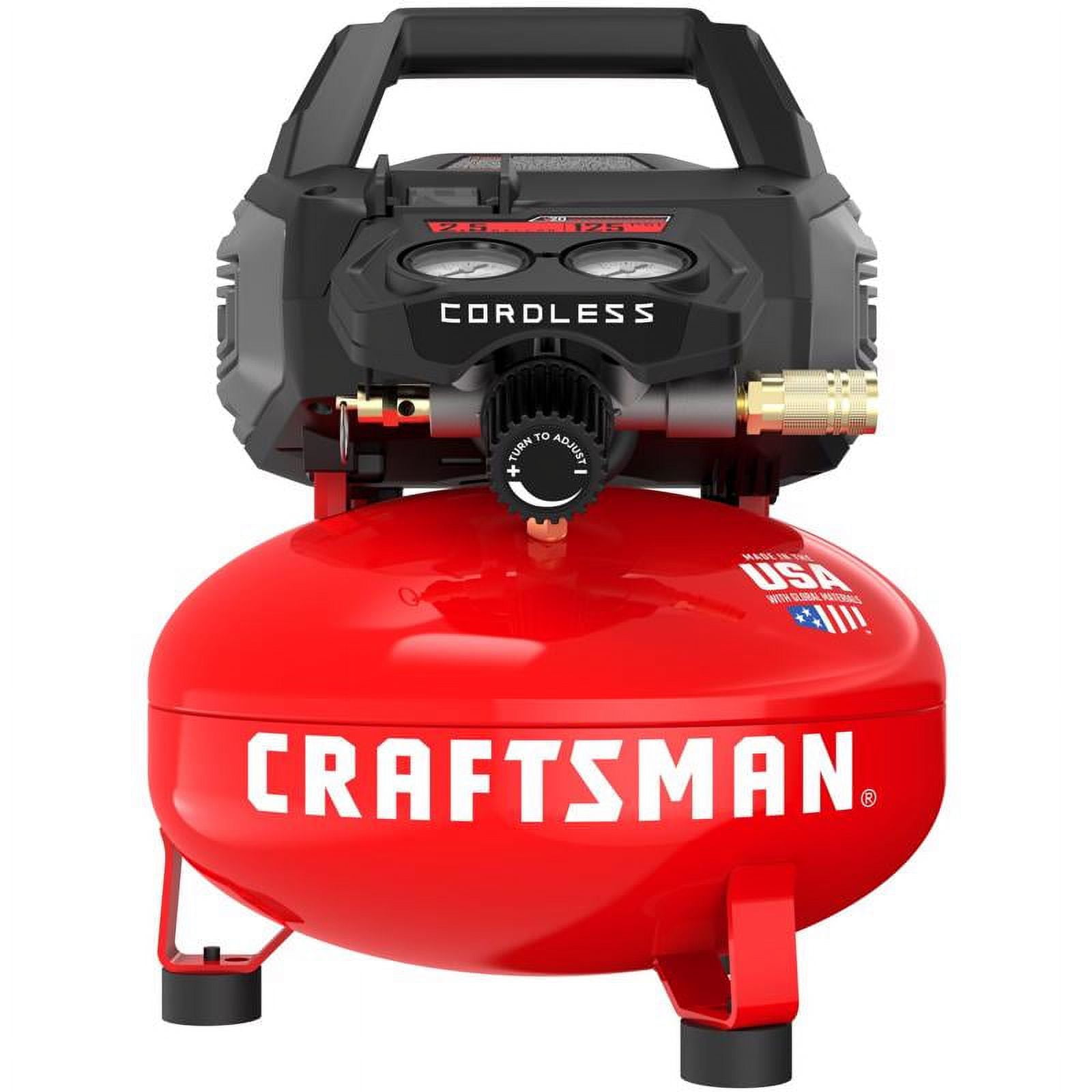Craftsman Cast Iron Red 1 HP 20V 125 PSI 1-Stage Oil-free Air Compressor 2.5 gal