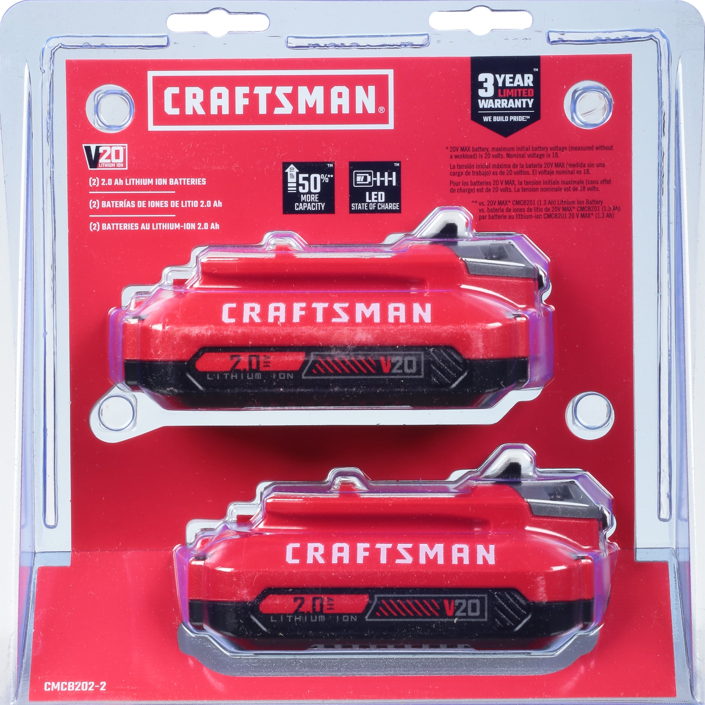 Craftsman Craftsman CMCB202 2 20V MAX Lithium Ion Battery Pack Walmart