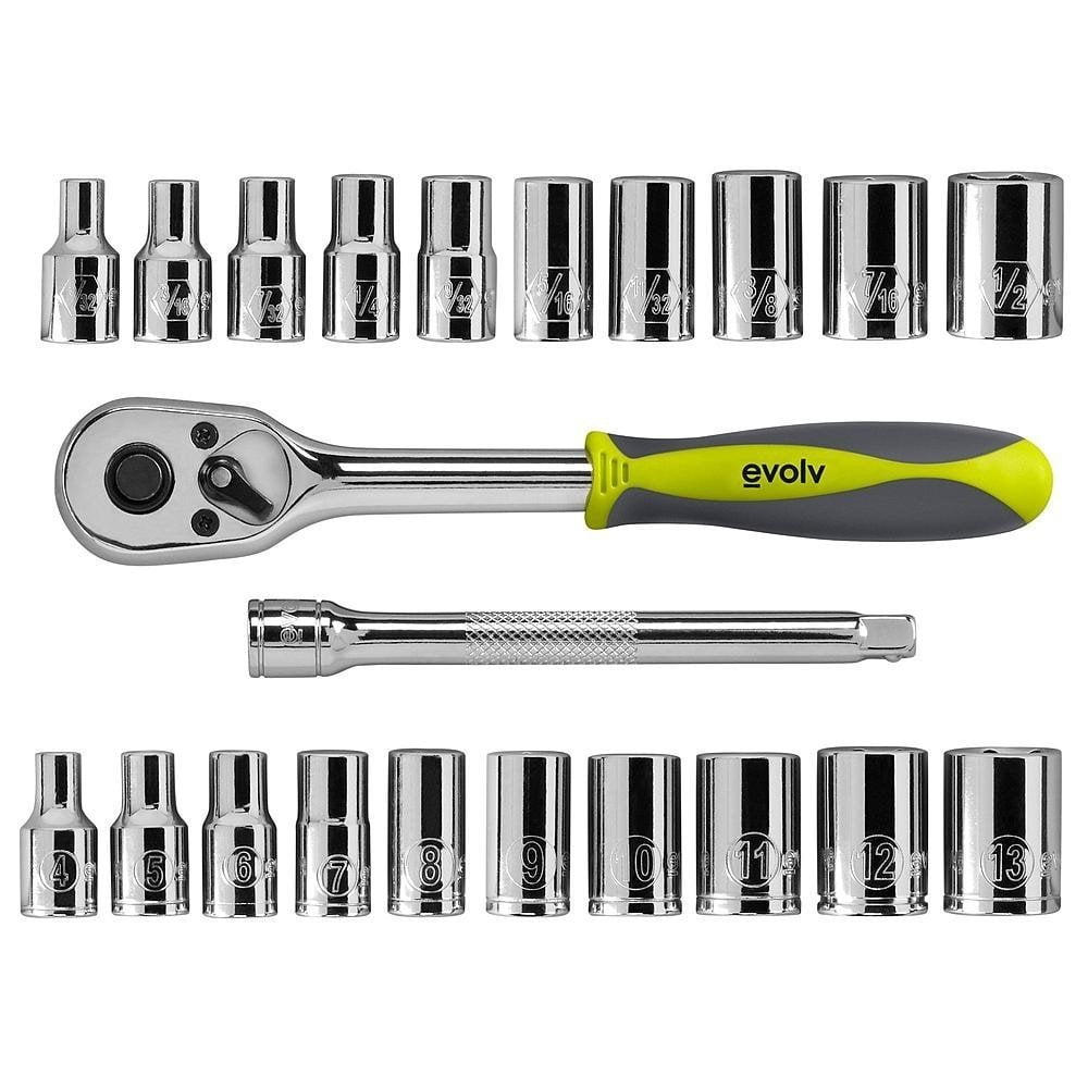 Craftsman Evolv 22 piece 1 4 in. Drive Tool Set Standard Metric