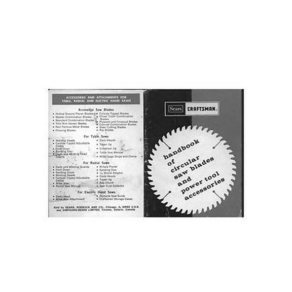Craftsman Handbook of Circular Saw Blades and Power Tool Accessories REPRINT