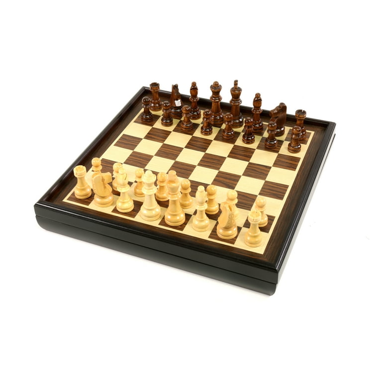 Craftsman Natural Wood Veneer Deluxe Chess Set 